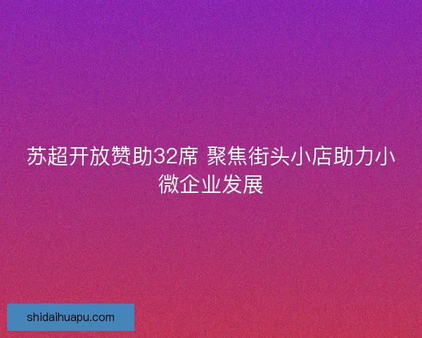 苏超开放赞助32席 聚焦街头小店助力小微企业发展