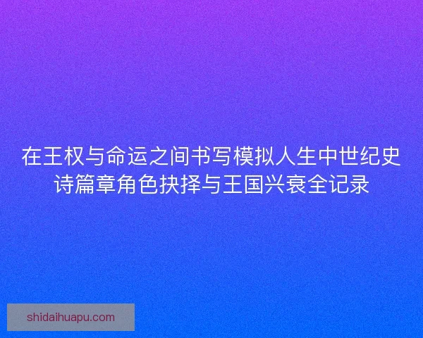 在王权与命运之间书写模拟人生中世纪史诗篇章角色抉择与王国兴衰全记录