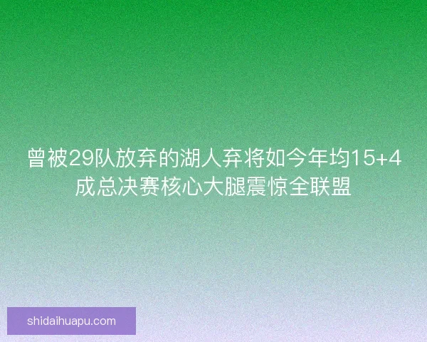 曾被29队放弃的湖人弃将如今年均15+4成总决赛核心大腿震惊全联盟